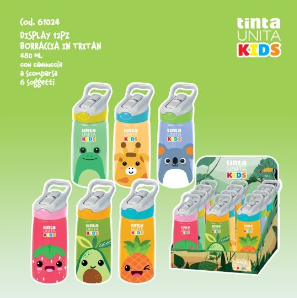 Boraccia in tritan con beccuccio e cannuccia 480ml Tinta Unita Kids